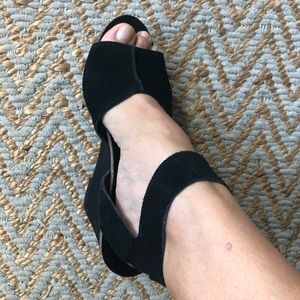 Black suede wedges